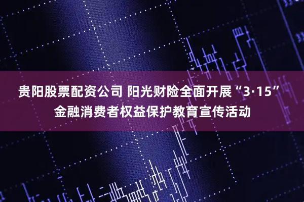 贵阳股票配资公司 阳光财险全面开展“3·15” 金融消费者权益保护教育宣传活动